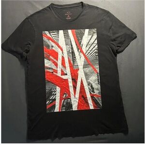Armani Exchange Black Tee with Red Graphic
